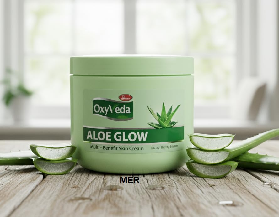 OxyVeda Aloe Glow Multi-Benefit Skin Cream with Aloe Vera | Deep Moisturizing & Soothing Cream for Soft, Glowing Skin | All Skin Types (800 ml)