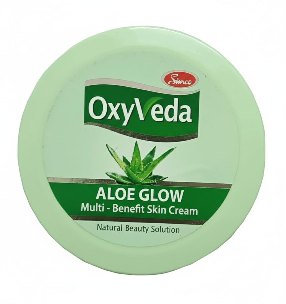 OxyVeda Aloe Glow Multi-Benefit Skin Cream with Aloe Vera | Deep Moisturizing & Soothing Cream for Soft, Glowing Skin | All Skin Types (800 ml)