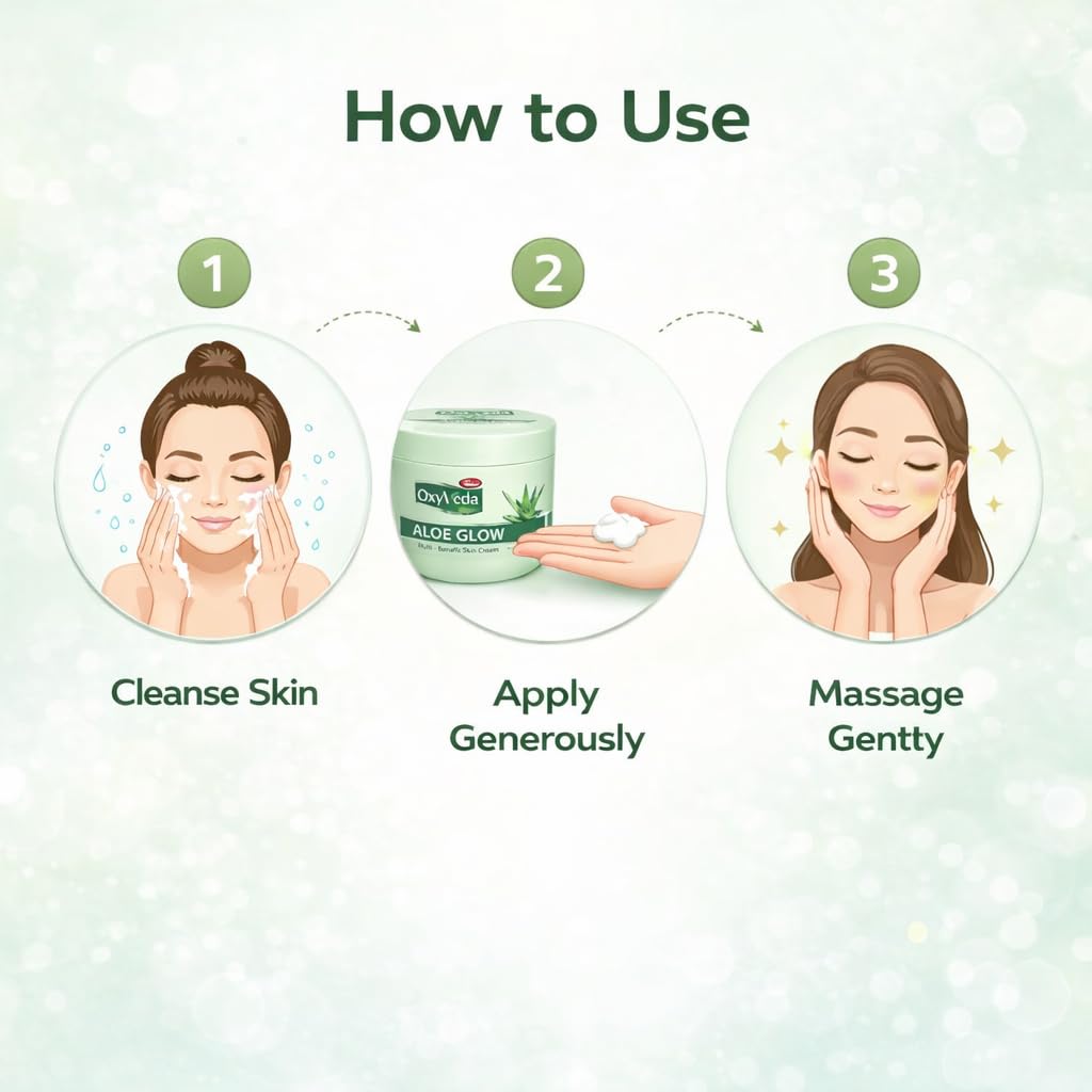OxyVeda Aloe Glow Multi-Benefit Skin Cream with Aloe Vera | Deep Moisturizing & Soothing Cream for Soft, Glowing Skin | All Skin Types (800 ml)