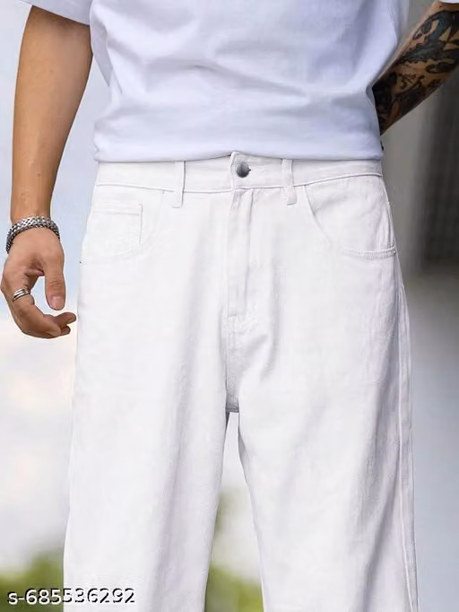 WHITE BAGGY STRIGHT FIT JEANS 04