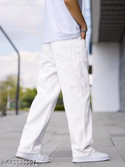 WHITE BAGGY STRIGHT FIT JEANS06
