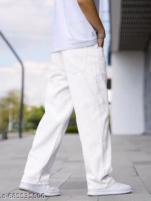 WHITE BAGGY STRIGHT FIT JEANS05