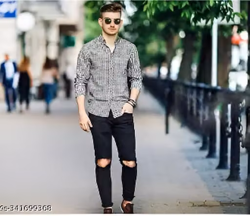 MONK BLACK KNEE CUT JEANS