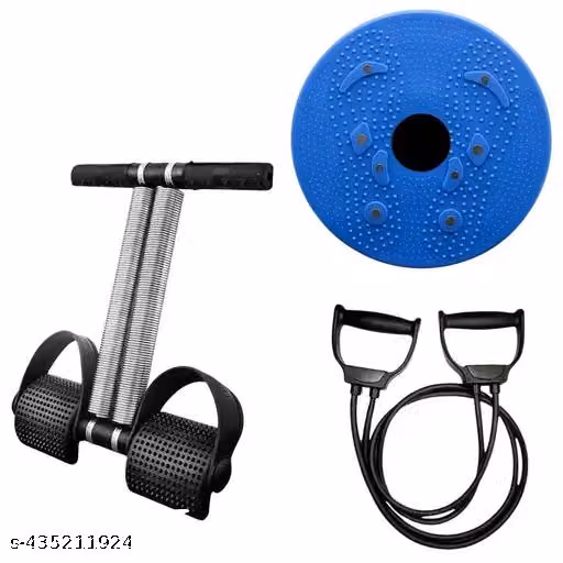 Double Spring Tummy & Waist Trimmer For Men And Women + Double Toning Tube Resistance Band for Workout + Tummy Twister For Ab Excercise, Core Strength, Waist reduction