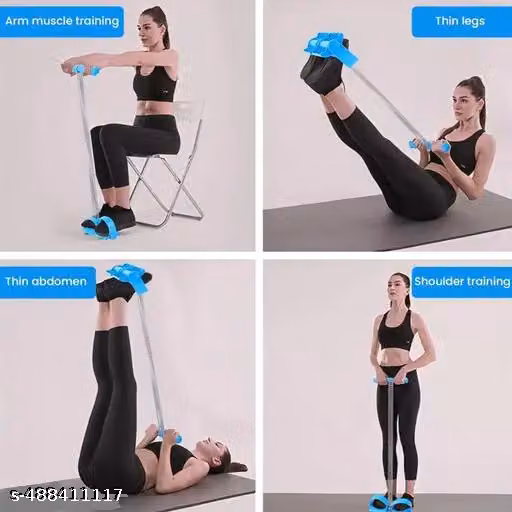Powerful Spring Drawstring Tummy Trimmer Portable Home Gym Fitness Pull Rope Spring Foot Pedal Abdomen Leg Exerciser Abdomen Waist Leg Stretching Slimming