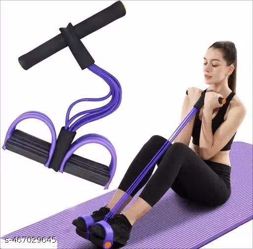 4-Tube Yoga Pedal Pull Reducer Puller Resistance Band, Crossfit Exercise Fitness Tummy Body Building Equipment, for Abdomen/Waist/Arm/Leg Stretching Slimming Training Unisex (Multicolor)