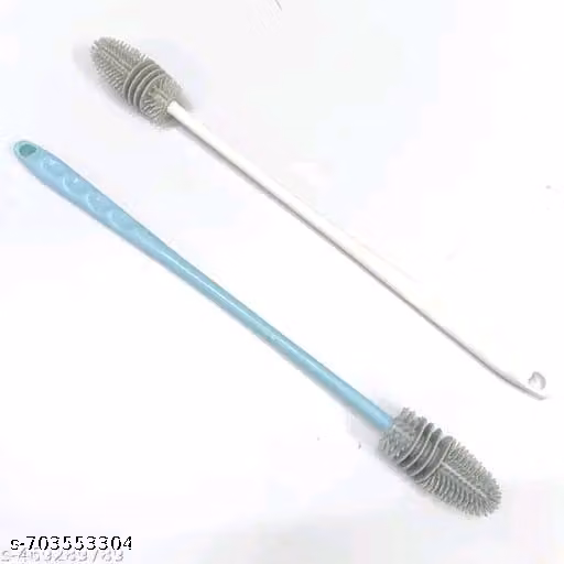 Premium Long-Handle Silicone Bottle Brush Set – 360° Flexible Cleaning Brushes for Water Bottles, Thermoses, Vases & Glassware | Durable Non-Scratch Bottle Cleaner (Pack of 2, Assorted Colors)