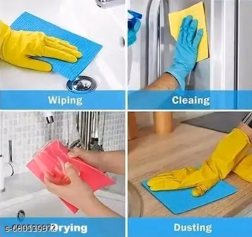 Biodegradable Sponge Wipes Pack of 5 | Multipurpose Kitchen Cleaning Wipes PVA Cleaning Sponge Wipes Set of 5 | Reusable Absorbent Cleaning Cloth