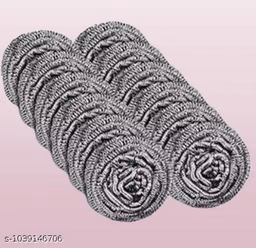 Premium Heavy Duty Stainless Steel Wire Scrubber for Kitchen Cleaning | Multipurpose Dishwashing Sponge & Scouring Pad for Utensils, Pots, Pans & Sink | Rust-Free Metal Juna Cleaning Accessories | Stainless Steel Wire Scrubber | Dishwashing Sponge | Scour