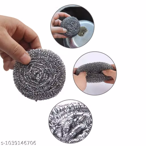 Premium Heavy Duty Stainless Steel Wire Scrubber for Kitchen Cleaning | Multipurpose Dishwashing Sponge & Scouring Pad for Utensils, Pots, Pans & Sink | Rust-Free Metal Juna Cleaning Accessories | Stainless Steel Wire Scrubber | Dishwashing Sponge | Scour