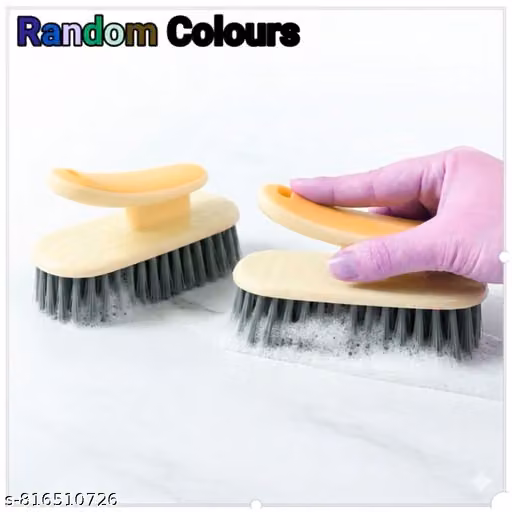 Multipurpose Cleaning Scrub Brush Pack of 2 – Heavy Duty Ergonomic Handheld Brushes for Kitchen, Bathroom & Laundry (Random Colours)