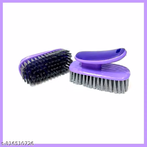 Multipurpose Cleaning Scrub Brush Pack of 2 – Heavy Duty Ergonomic Handheld Brushes for Kitchen, Bathroom & Laundry (Random Colours)