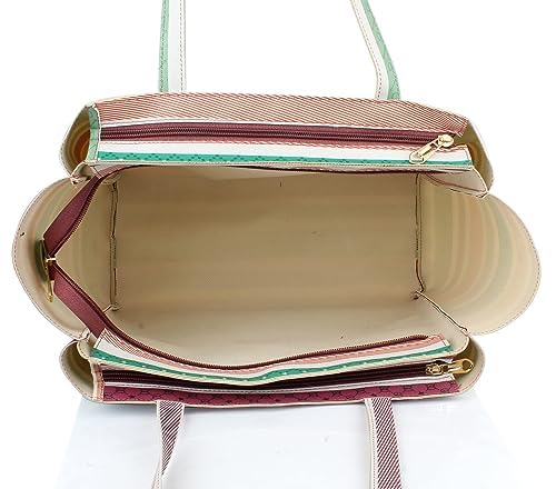 Mammon Women’s Striped Tote Handbag