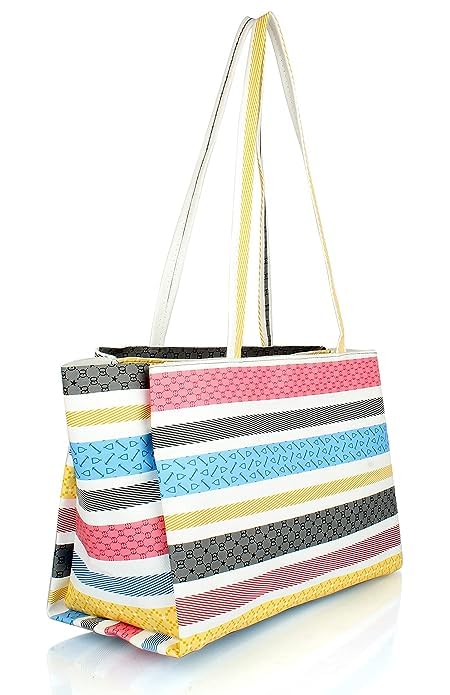 Mammon Women’s Striped Tote Handbag