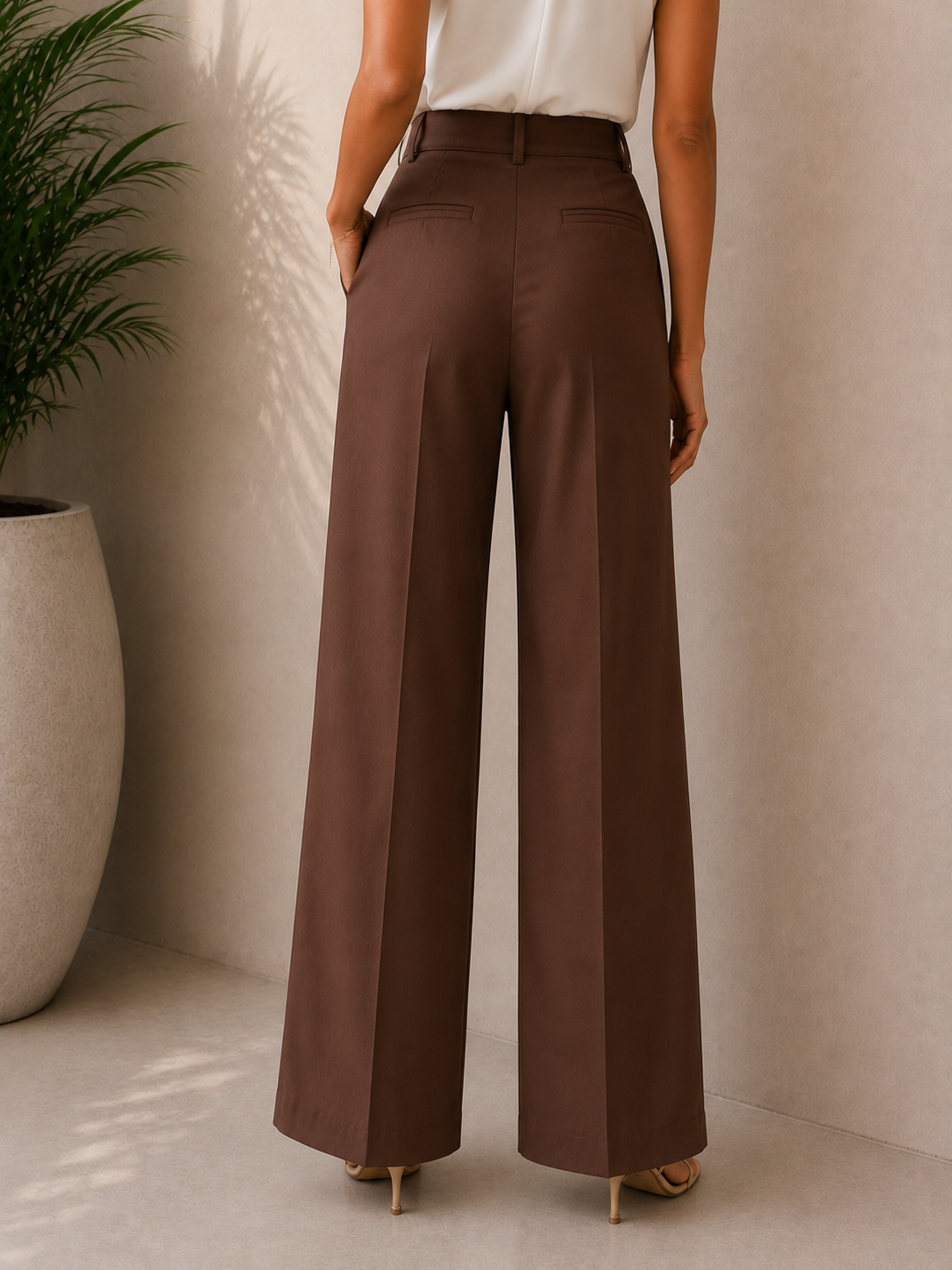 Women’s High-Waisted Wide-Leg Trousers | Premium Relaxed Fit Formal Pants | Elegant Pleated Wide-Leg Pants for Office & Casual Wear