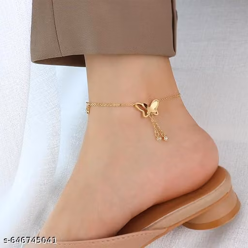 Anklet for Women Cute Gold Butterfly Anklet Adjustable Chain Sexy Beach Foot Ankle Bracelets for Women Dainty Layered Butterfly