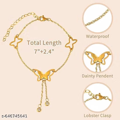 Anklet for Women Cute Gold Butterfly Anklet Adjustable Chain Sexy Beach Foot Ankle Bracelets for Women Dainty Layered Butterfly