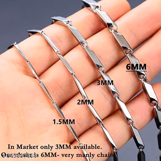 Stainless Steel Stylish 2mm Rice Chain Necklace for Men and Boys