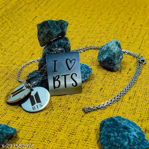 I Love BTS Kpop Pendant Necklace - Unisex Stainless Steel Kpop BTS Band Pendant for Men and Women