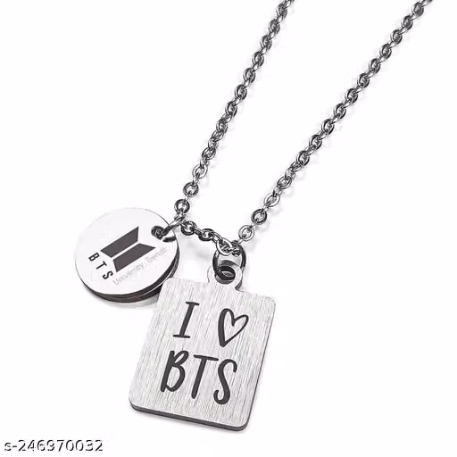 I Love BTS Square Pendant Necklace for K-Pop Fans