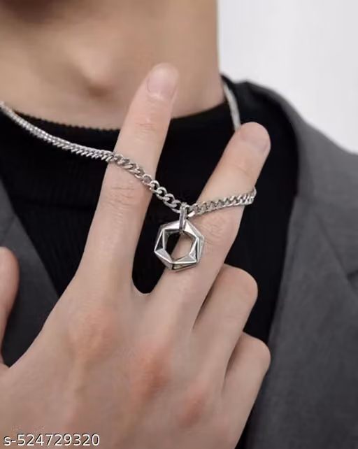Geometric Hexagon Pendant Necklace for Men