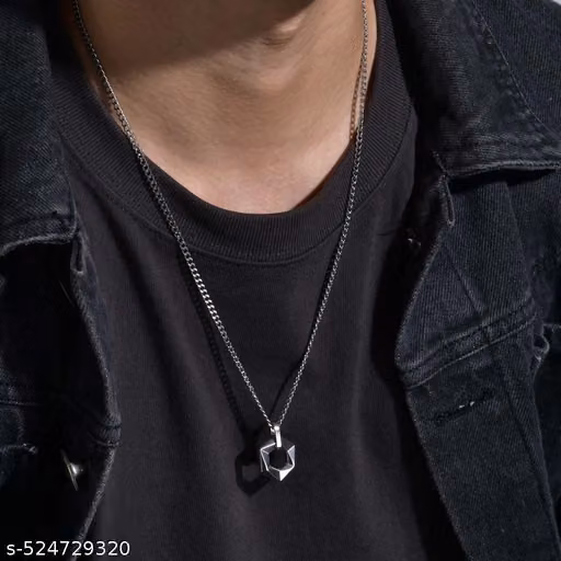 Geometric Hexagon Pendant Necklace for Men