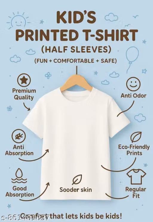 New Trendy Printed White T-Shirt for Boys & Girls | Round Neck