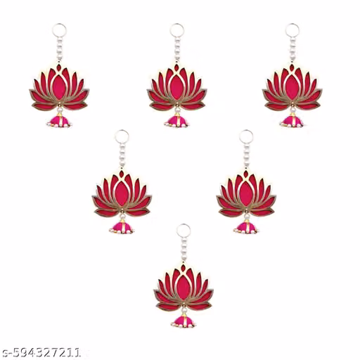Lotus Wall Hanging Set of 6 – Pink Decorative Hanging for Home & Pooja Decor