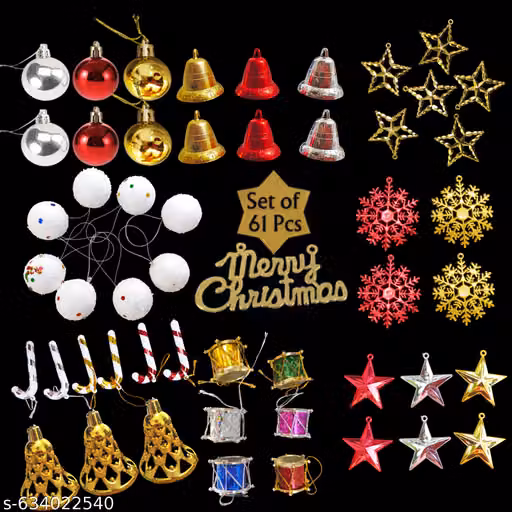 Christmas Decoration Set of 61 Pcs – Tree Ornaments & Festive Hanging Decor