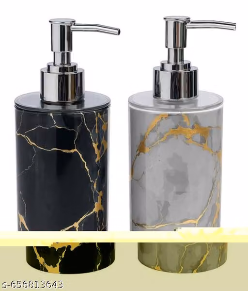 Marble Liquid Soap Dispenser Set of 2 – Black & White Bathroom Dispensers