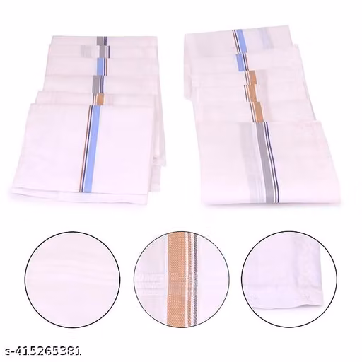 Vishal Sealer Men’s Premium Cotton Handkerchiefs – White, Pack of 12