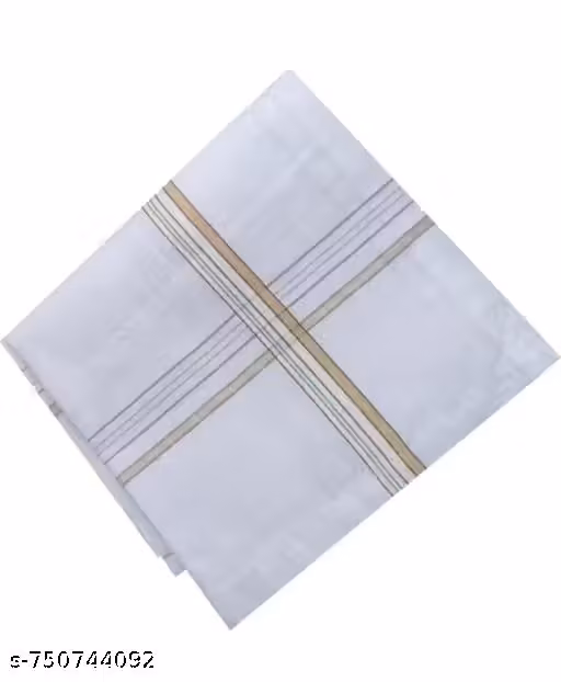 Men’s & Boys’ Pure Cotton Handkerchiefs – White Line Striped, Pack of 6