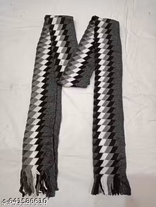 Grey Check Muffler – Men’s Winter Scarf, Soft Free Size 1.5m
