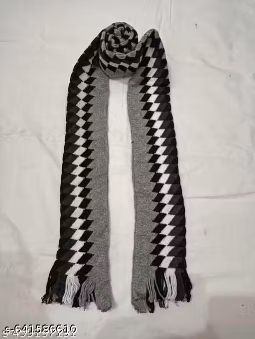 Grey Check Muffler – Men’s Winter Scarf, Soft Free Size 1.5m