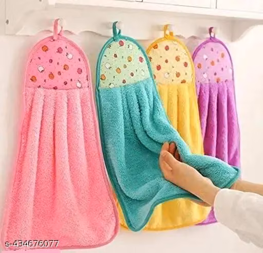 Microfiber Hanging Hand Towels – Soft Wash Basin Kitchen Napkins, Pack of 4