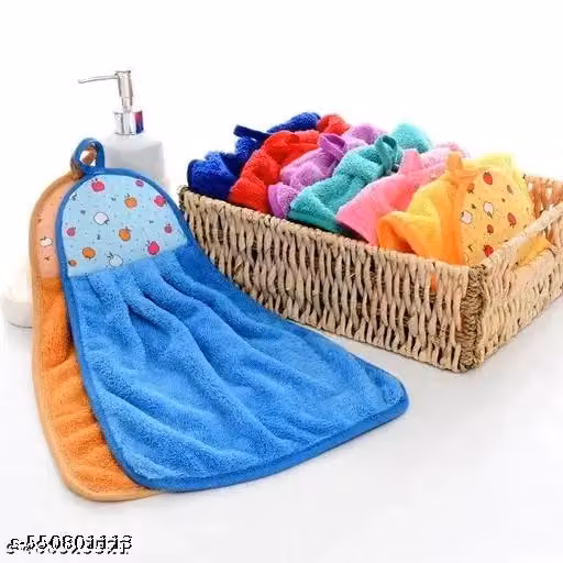 Soft Microfiber Hanging Hand Towels – Fruit Design Kitchen & Wash Basin Towels, Pack of 4