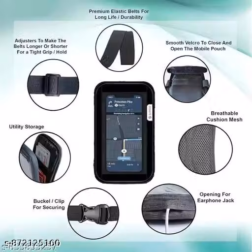 Scooty Mobile Holder Phone Pouch – Clip-On Scooter Phone Bag, Black