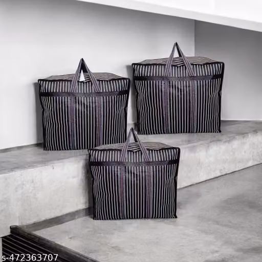 Medium Heavy Duty Canvas Storage Bags – Clothes, Toys & Grocery Organizer, Pack of 3
