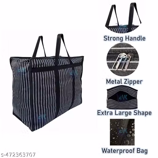 Medium Heavy Duty Canvas Storage Bags – Clothes, Toys & Grocery Organizer, Pack of 3
