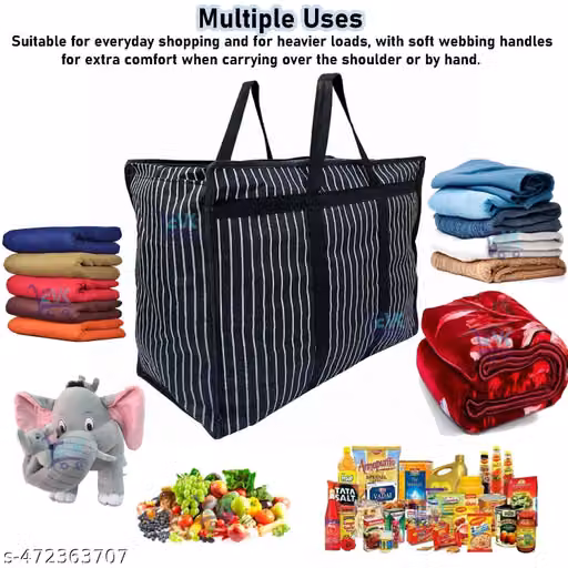 Medium Heavy Duty Canvas Storage Bags – Clothes, Toys & Grocery Organizer, Pack of 3