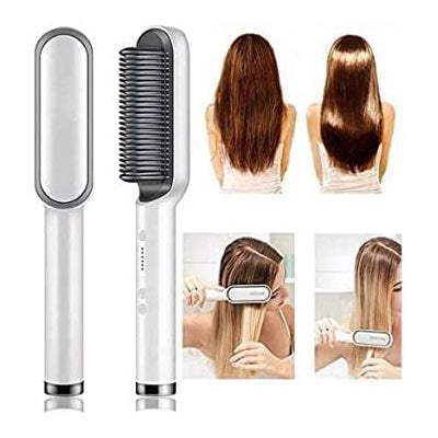 Hair Straightener Brush, Hair Styler Iron Built with Comb & Anti-Scald