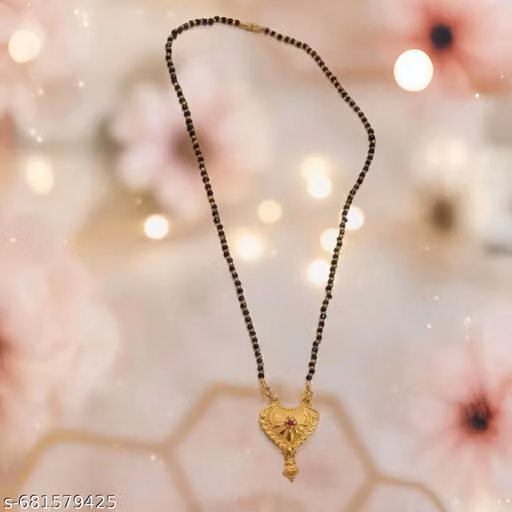 Heart Pendant Mangalsutra for Women & Girls – Black Bead Short Artificial Mangalsutra