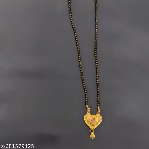 Heart Pendant Mangalsutra for Women & Girls – Black Bead Short Artificial Mangalsutra