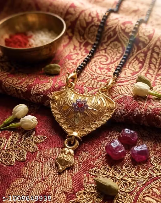 Aesthetic Gold-Plated Mangalsutra for Women – Adjustable Artificial Bead Jewellery