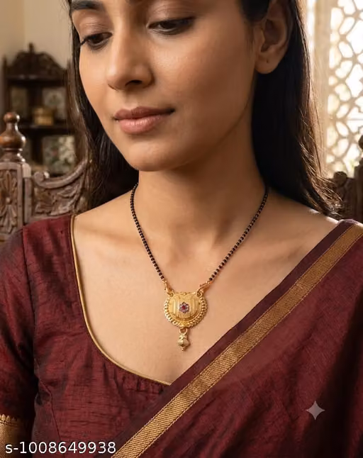 Aesthetic Gold-Plated Mangalsutra for Women – Adjustable Artificial Bead Jewellery