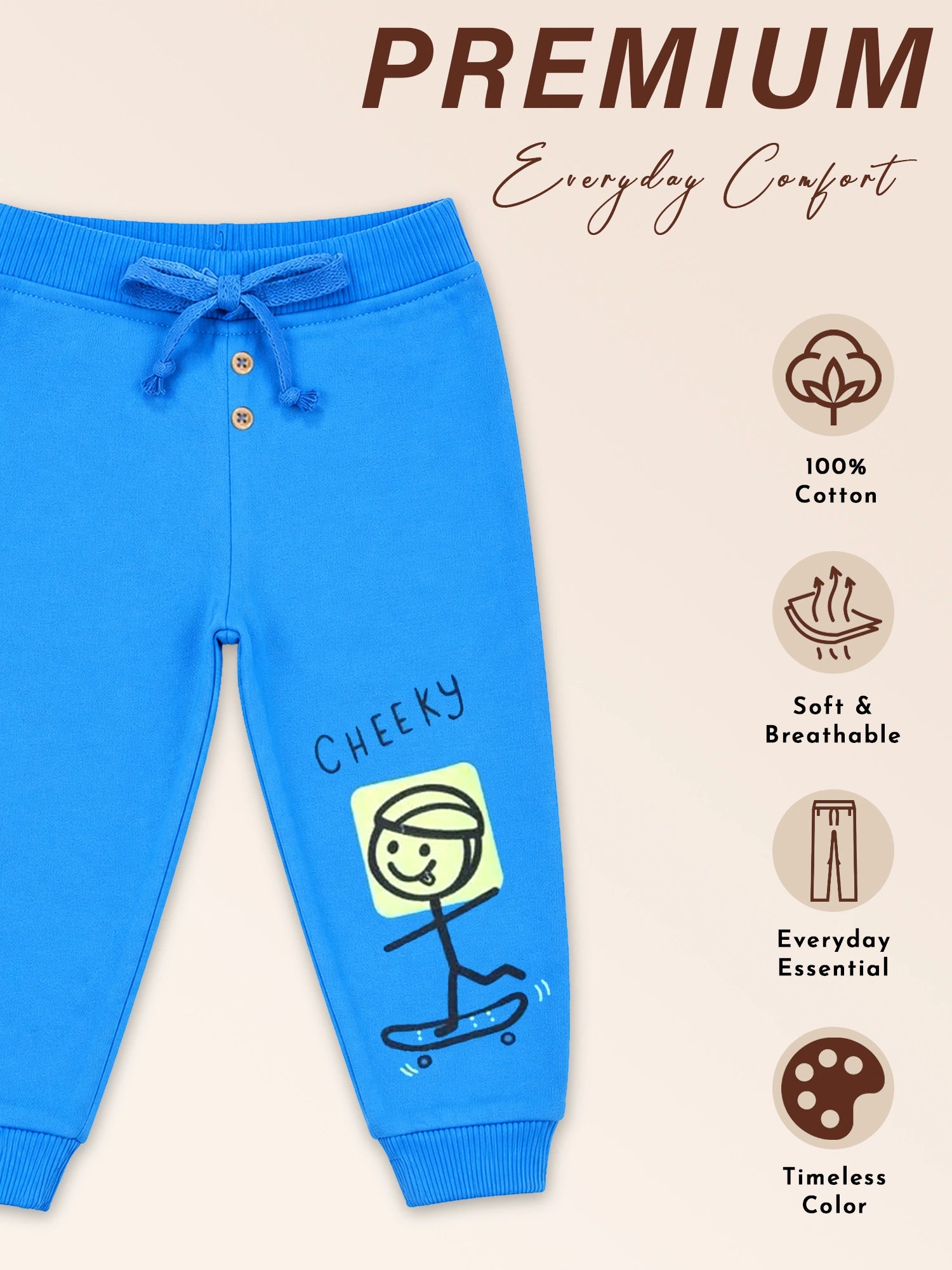 Body Care Baby Boys 100% Cotton French Terry Track Pant – Solid Long Length Casual Wear
