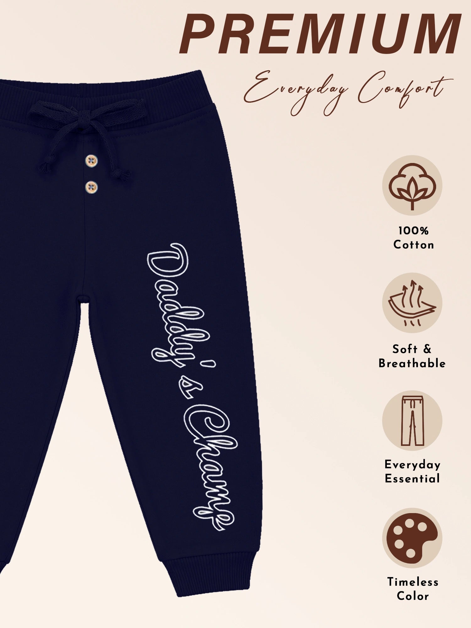 Body Care Baby Boys 100% Cotton French Terry Track Pant – Solid Long Length Casual Wear
