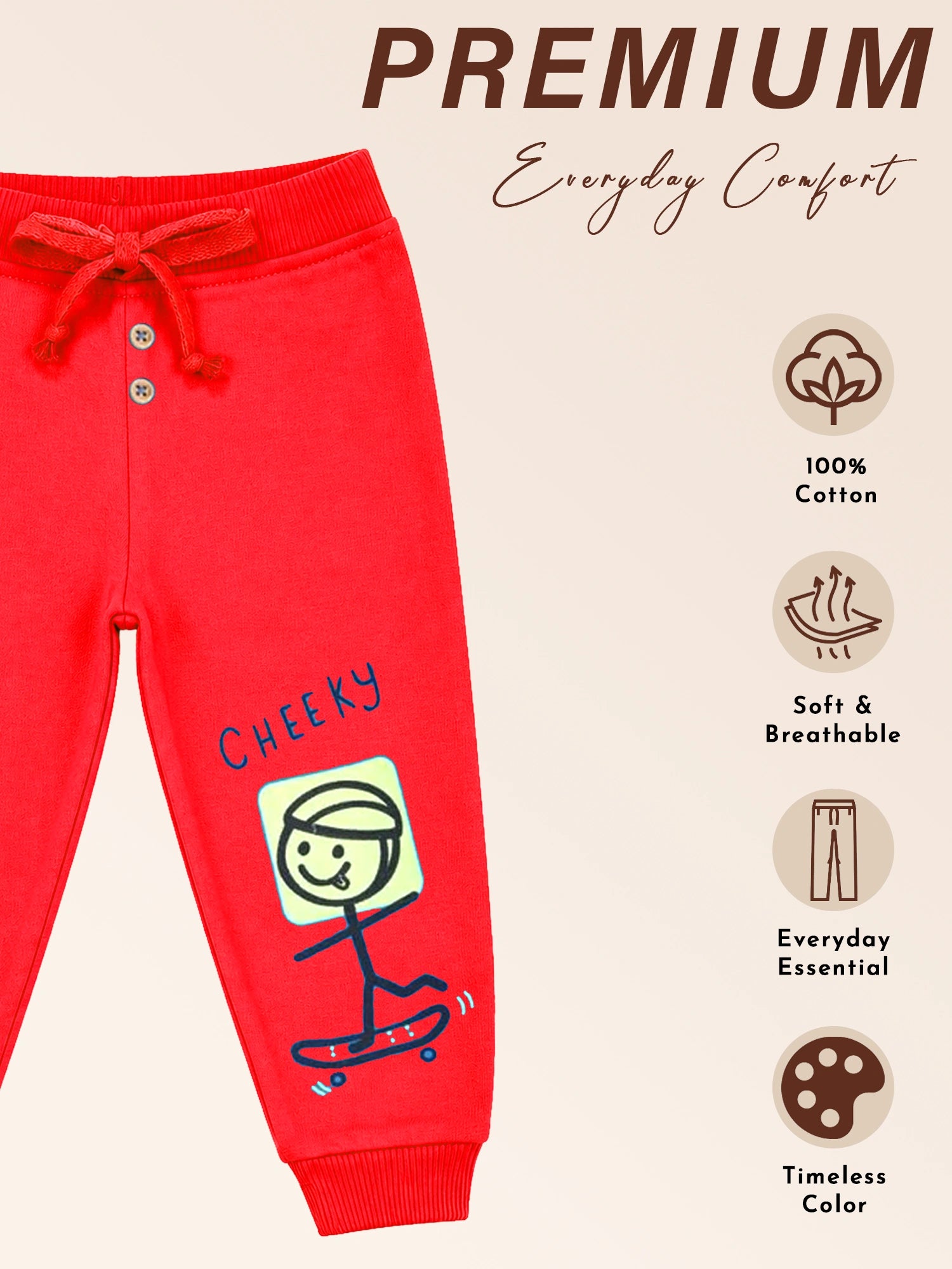 Body Care Baby Boys Solid Track Pant – Comfort Waistband Casual & Lounge Wear