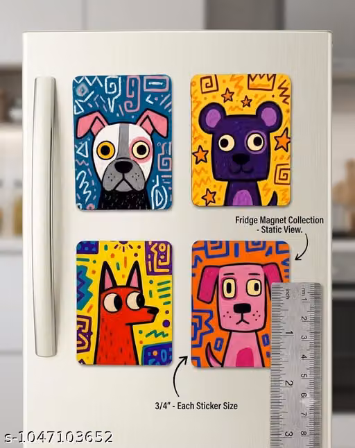 Aesthetic Wooden MDF Fridge Magnets Set of 4 – Decorative Refrigerator Home Decor