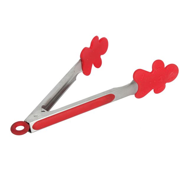 Red Floral Design Silicone Tong